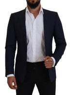 Blue Wool Slim Fit Formal Coat Blazer