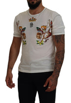 White Printed Short Sleeves Men T-shirt