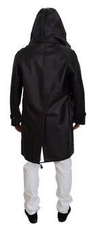 Black Trench Hooded Parka Cotton Jacket