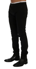 Black Cotton Stretch Chinos Pants