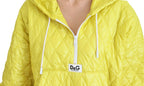 Yellow Nylon Quilted Hooded Pullover Jacket