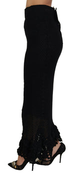 Black Knitted Cotton High Waist Mermaid Skirt