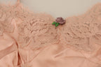 Pink Satin Lace Roses Tank Top Lingerie