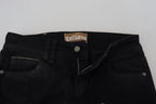 Black Cotton Mid Waist Skinny Slim Fit Denim Jeans