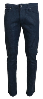 Blue Cotton Tapered Slim Fit Men Casual Denim Jeans