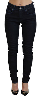 Dark Blue Low Waist Slim Fit Women Denim Jeans