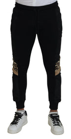 Black Polyester Skinny Jogger Men Pants