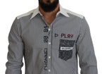 Gray White Striped Slim Fit Shirt