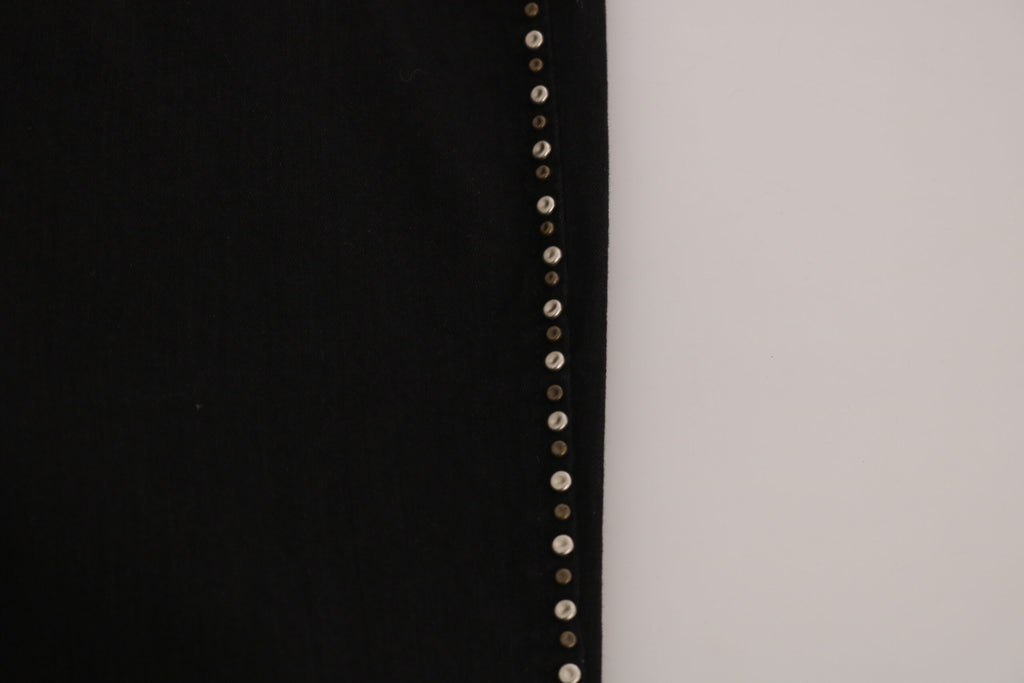 Black Embellished Mid Waist Skinny Denim Jeans