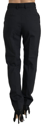 Black Wool High Waist Tapered Pants