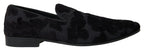Black Brocade Loafers Formal Shoes