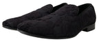 Black Brocade Loafers Formal Shoes
