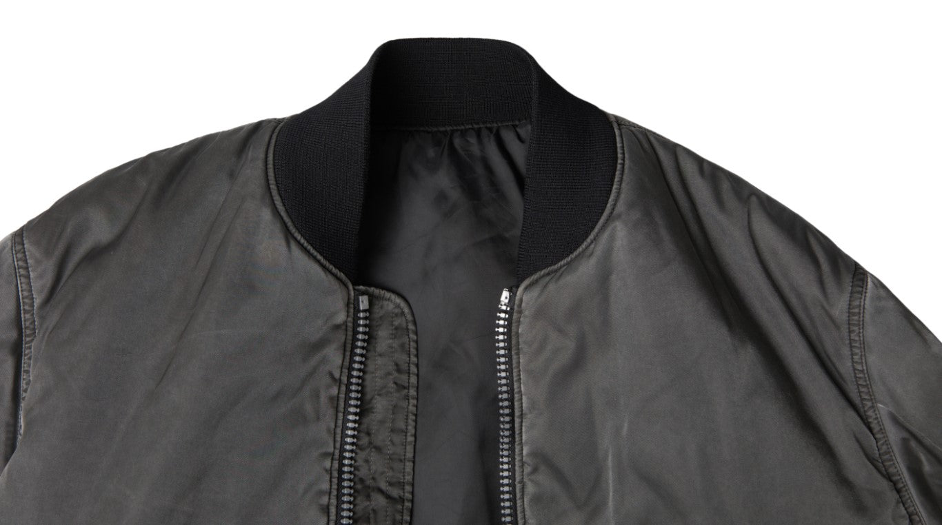 Gray Bomber Zipper Pocket Sleeves Jacket