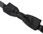 Black Polka Dot Silk Adjustable Men Neck Papillon Bow Tie