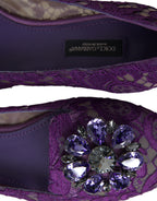 Purple Vally Taormina Lace Crystals Flats Shoes