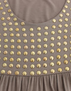 Khaki studded sheath dress