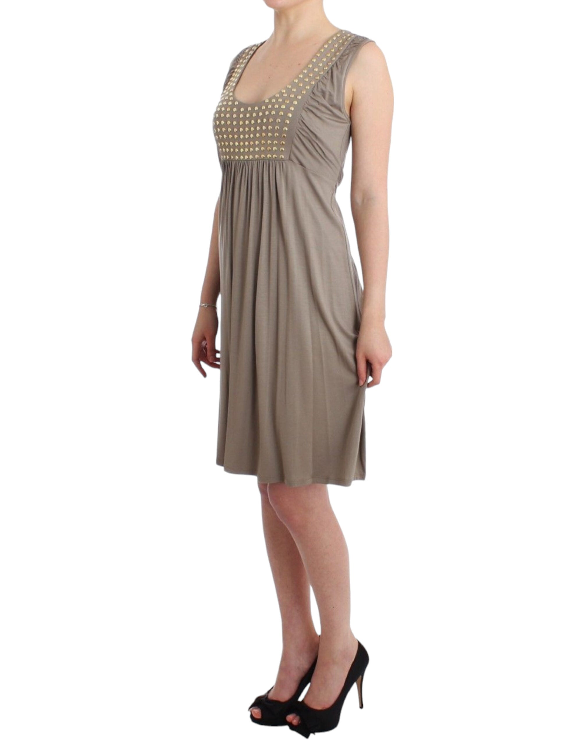 Khaki studded sheath dress