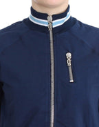 Blue zip cotton cardigan