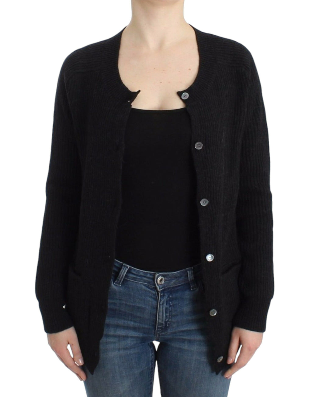 Black wool cardigan