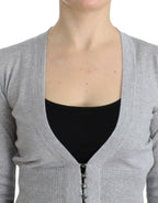 Gray cropped wool cardigan