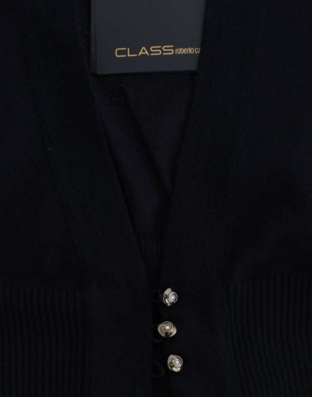 Black cropped wool cardigan