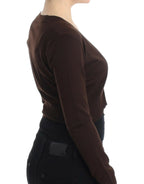 Brown cropped wool cardigan
