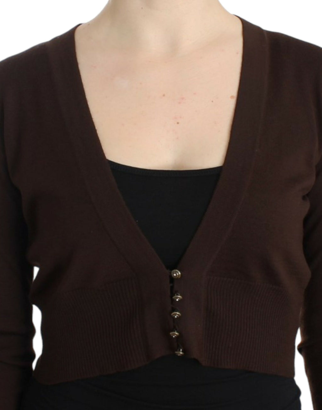 Brown cropped wool cardigan