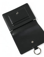 Black Leather Crystal Embellished Card Holder Wallet