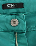 Green straight leg jeans