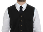 Black Cotton Blend Dress Vest Gilet