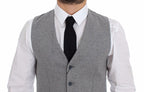 Gray Cotton Stretch Dress Vest Blazer