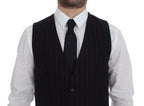 Black Striped Wool Logo Vest Gilet Weste