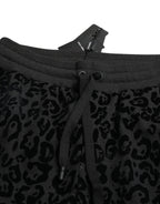 Black Leopard Cotton Slim Fit Jogger Pants