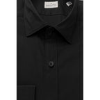 Black Cotton Men's Slim Shirt