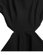 Black Viscose Cut Out A-line Long Sleeves Mini Dress