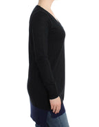 Black V-neck lightweight sweater