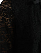 Black STAFF Blouse Floral Lace Nylon Top