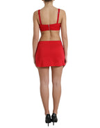 Red Cutout Nylon Sheath Sleeveless Mini Dress
