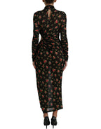 Black Floral Cut Out Sheath Long Maxi Dress