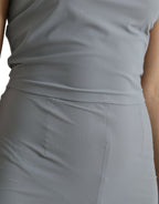 Gray Nylon Strapless Bodycon Jumpsuit Dress