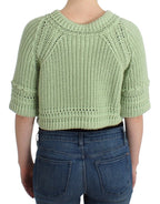 Green Cropped Knit Sweater Knitted Jumper