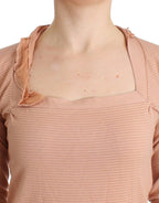 Orange Wool Blend Striped Long Sleeve Top