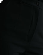 Black Wool High Waist Tapered Pants