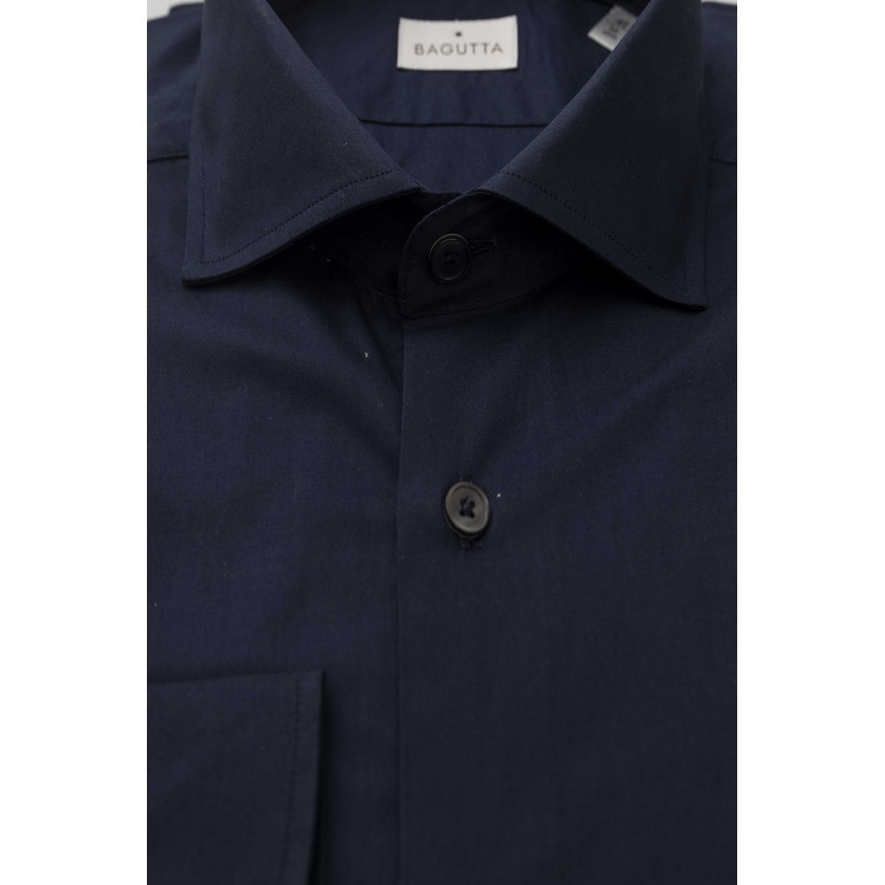 Blue Cotton Men's Slim Shirt