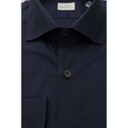 Blue Cotton Men's Slim Shirt