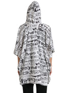 White Logo Print Hooded Blouson T-shirt Top