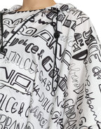 White Logo Print Hooded Blouson T-shirt Top