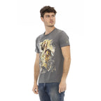Gray Cotton Men Short Sleeve T-Shirt