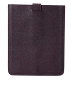 Dark Brown Leather Logo Plaque Cover Sleeve Tablet Case