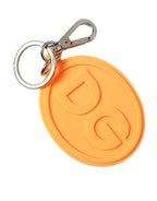Orange Rubber DG Logo Silver Brass Metal Keyring Keychain